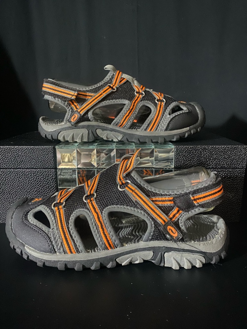 The Academy Brand Men's Black & Orange Outdoor Sport Sandals